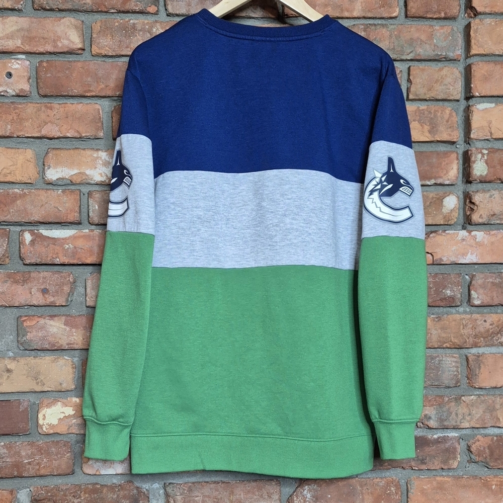 Vancouver Canucks NHL Colourblock Crewneck Sweatshirt Hockey Pullover Apparel M - Picture 6 of 11